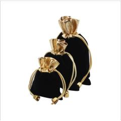 PP1010 Popular Black and Gold Trim Jewelry Pouches Velvet Gift Bags Packaging Supplies