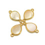 JF8712 Dainty Gold Plated Faceted Natural moonstone Semiprecious Stone Gemstone Teardrop Bezel Two Ring Connector