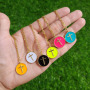 NM1206 18k Gold Plated Rainbow Enamel Multicolor Cross On Disc Round Pendant Stainless Steel Chain Necklace