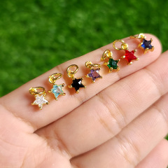 CZ8325 Dainty MIini Rainbow Celestial Jewelry supplies minimal Mini CZ Pave Star Charm,Small Diamond Cubic Zirconia Star Charms
