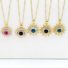 NZ1276 Gold evil eye choker necklace, good luck layered necklace, evil eye amulet jewelry gift for women
