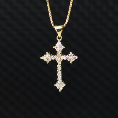 NZ1064 New Diamond the Christian Religion Jewelry Chic Cubic Zirconia CZ Micro Pave Cross Pendant Necklace