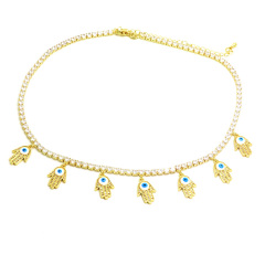 NZ1224 18k gold plated brass CZ diamond micro pave evil eyes mother virgin Mary charms Pendant chocker Necklace