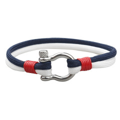 BM3007 Fashion stainless steel terylene cord men's bracelet, polyester fibre with steel horseshoe connector wrist rope bracelet