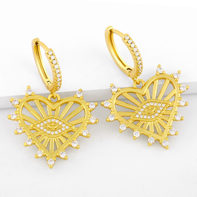 EC1723 2021 Womans Fashion Gold Plated Clear CZ Micro Pave Horseshoe U shape Dangle Charm Huggie Earrings