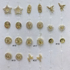 EC1812 Dainty Mini 18k Gold Plated CZ pave diamond Mother Mary Virgen de Guadalupe Saint Benedict studs earrings EC1812 Dainty Mini 18k Gold Plated CZ pave diamond Mother Mary Virgen de Guadalupe Saint Benedict studs earrings