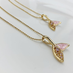 NZ1305 Fashion Pink Shell mermaid Whale tail Necklace, Ocean Beach jewellery, Mermaid Tail Fish Dolphin Tail NecklacePendant N