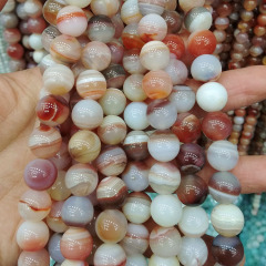 AB07125 New Orange White Striped Agate Beads,Banded Agate Round Beads