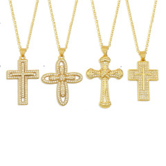 NZ1208 Fashion Trendy 18k glod plated brass CZ diamond mirco pave charms cross Pendant Necklaces Christian religion for men lady