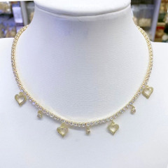 NZ1232 18k gold plated brass CZ diamond micro pave evil eyes star heart cross dangle charms Pendant chocker Necklace
