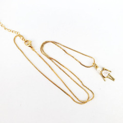 NZ1199 Trendy 18k Gold pearl boy and girl pendant necklace ,fashion cubic zirconia CZ kids children charm chain ladies necklace