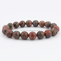 BRG1052 Red leopard jasper stone beads elastic bracelet, leopard jasper energy bracelet