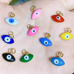 JS1612 Mini Small Tiny Autumn Jewelry Supplies Colorful Multicolor Enamel 18k Gold Evil Eyes Charm Pendants