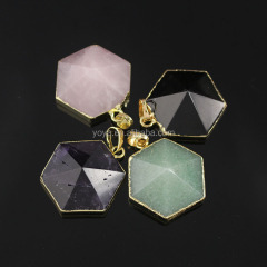 JF6856 Clearance Sale !! Fashion silver plated natural stone clear crystal quartz hexagonal pyramid pendants