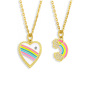 NZ1185 Fashion Jewelry Gold Plated Enamel Rainbow Love Heart Pendant Chain Necklace ,Valentine's Day Gift For Lover Mom