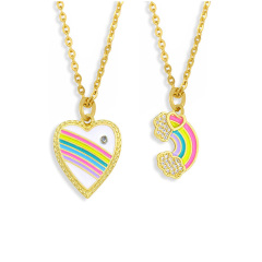 NZ1185 Fashion Jewelry Gold Plated Enamel Rainbow Love Heart Pendant Chain Necklace ,Valentine's Day Gift For Lover Mom NZ1185 Fashion Jewelry Gold Plated Enamel Rainbow Love Heart Pendant Chain Necklace ,Valentine's Day Gift For Lover Mom