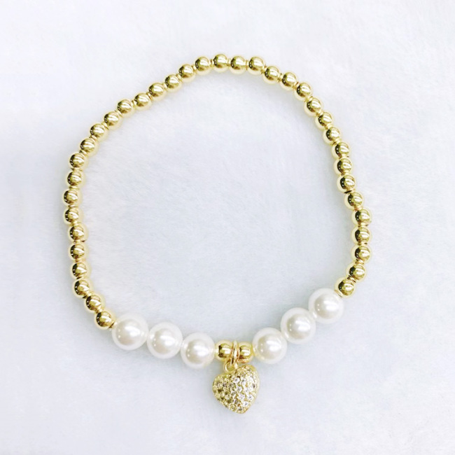 BC1332 wholesale CZ cubic zirconia  diamond micro pave shell pearls hand chain heart star cross  Charms   Bracelets for lady