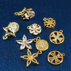 CZ8261 Mini Jewelry Supplies Gold Filled CZ Micro Pave Flower Charms,Tiny Small CZ Diamond North Star Cross Charms Pendants CZ8261 Mini Jewelry Supplies Gold Filled CZ Micro Pave Flower Charms,Tiny Small CZ Diamond North Star Cross Charms Pendants