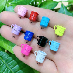 JS1603 Rainbow Enamel Multicolor Tea Milk Coffee Cup Jewerly Charms