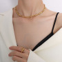 Non Tarnish 18k Gold Plated Stainless Steel Chain Wrapped Flake Snake Chain Necklace & Bracelet Jewelry Sets