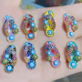 CZ8532 Fashion 18K Yellow Gold Plated Enamel Rainbow Evil Eyes CZ Flip Flop Slipper Charm Pendant