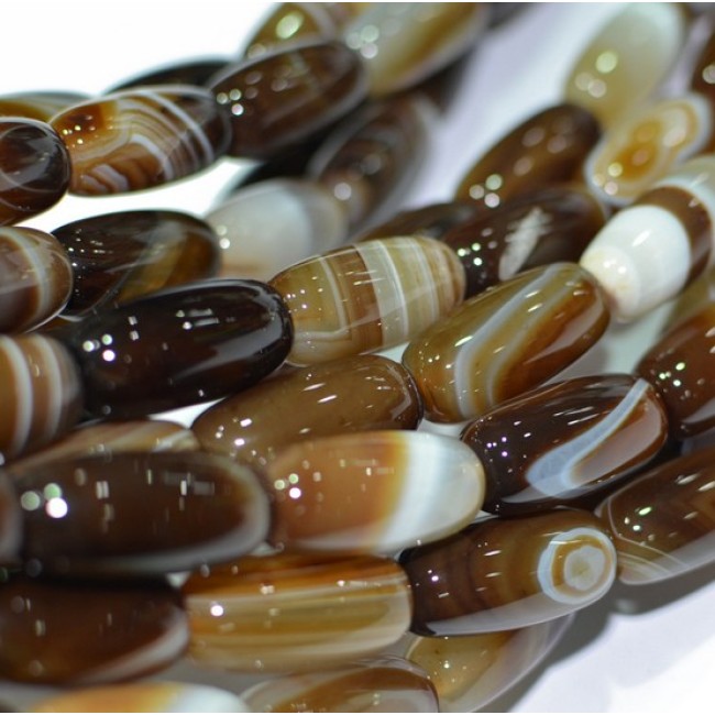 AB0181 Natural coffee stripe agate drum beads,barrel shaped brown striped agate beads