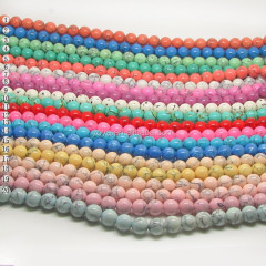 TB0322 Wholesale spring colour synthetic turquoise stone round beads