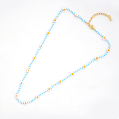 NG1009 New design tiny miyuki seed beads brass sunflower chain necklace gifts for lady