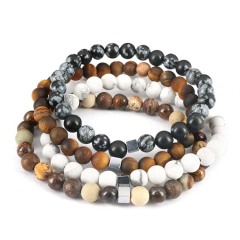 BN5305 gemstone beads stretch bracelet tiger eye and cube hematite men bracelet BN5305 gemstone beads stretch bracelet tiger eye and cube hematite men bracelet