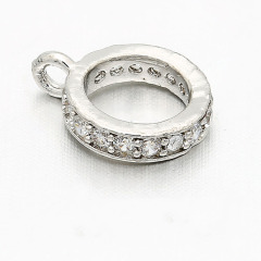 CZ7997  Diamond Spacer Beads with Bail ,CZ Micro pave Spacer Beads with Loop Ring for Hanging Charm