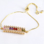 BC1273 Fashion Gold Plated Colorful Zircon Leaf crystal bracelet, CZ Tennis Rainbow Charms Bracelet For Jewelry
