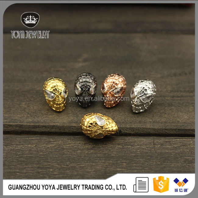 CZ6940 White Cubic Zirconia Mask Spider Man Charm Beads For Super Hero Jewelry Bracelets Making