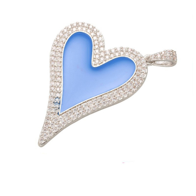 CZ8092 Multicolor Bling Crystal CZ Enamel Heart Charm Necklace Pendant, Enamel CZ Pave Heart Pendant