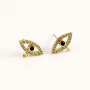 EC1244 Earring Findings Gold CZ Micro Pave Fish Heart Eye Cross Star Skull Stud Earring Post with Connector Open Ring Loop