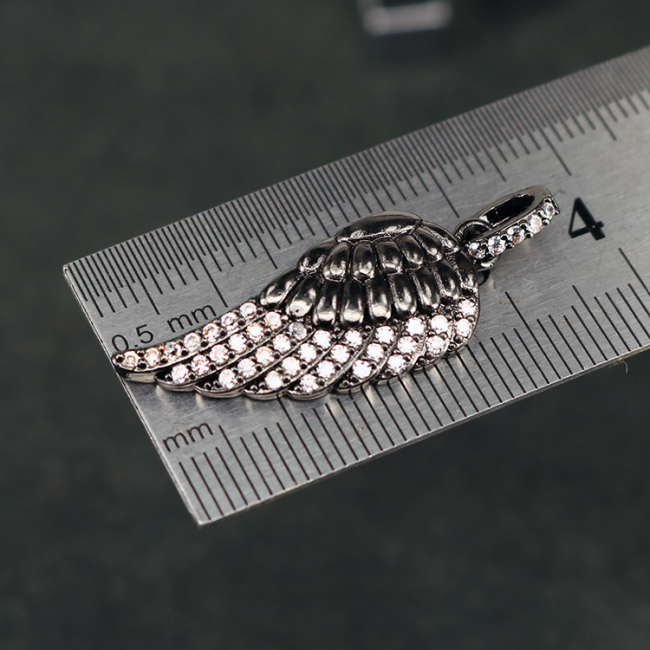 CZ7480  Silver Gold Rose Gold Gunmetal Plated CZ Micro Pave Angel Wing Pendant Charm