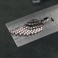 CZ7480 Silver Gold Rose Gold Gunmetal Plated CZ Micro Pave Angel Wing Pendant Charm