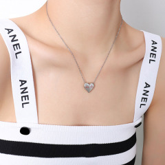 NS1207 Non Tarnish 18k Gold Plated Surgical Titanium Stainless Steel Heartbeat Pulse ECG Electrocardiogram Necklace