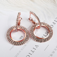 EM1083  Fashion Gold Plated Brass Crystal Pave Hoop Drop Dangle Earrings for Women Girls