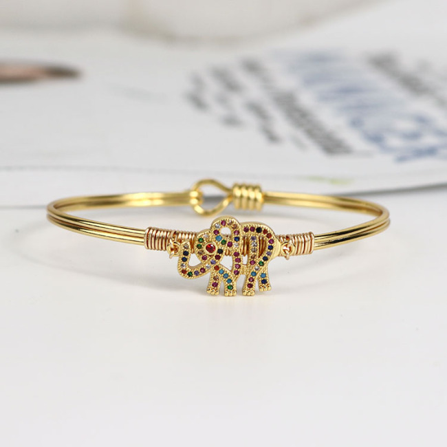 BA1029 Fashion Women Jewelry Gold plated Diamond CZ Micro Pave  Elephant Ladies Bangles