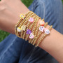 BP1038 Funny 18k Gold Accents Beaded Multi Colored Vinyl Clay Polymer Sealife Beach Theme Animal Stacking Bracelets