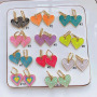 EM1283 18K Gold Plated Rainbow Enamel Colorful Heart Drop Huggie Female Earrings for Women Ladies 2021