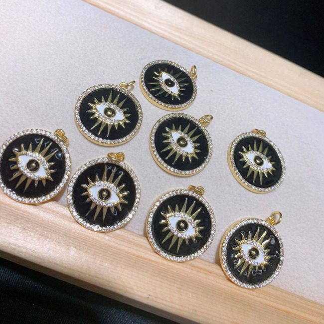 CZ8405 18k Gold Plated brass cz diamond pave rainbow enamel evil eyes charms Pendant