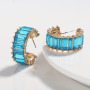 EM1091 Fashion Rainbow Crystal Huggie Hoop Earrings for Women Girls