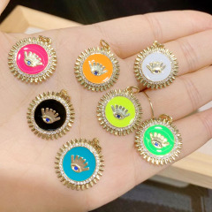 CZ8426 CZ diamond pave Gold Plated brass metal evil eyes multi colored enamel charms Pendant CZ8426 CZ diamond pave Gold Plated brass metal evil eyes multi colored enamel charms Pendant