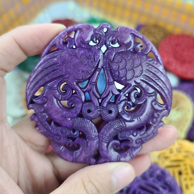 JF7004 New arrival vintage natural jade large carved Chinese style pendant