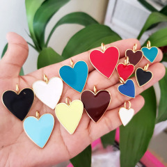 JS1540 Hot Sale 18KGold Plated Colorful Enamel Neon Heart Charm Pendants for Necklace Earring Making Supplies