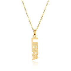 NS1086 Star Constell IP Gold Plated Stainless Steel Horoscope Zodiac Sign Vertical Bar Pendant Necklace