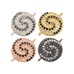 CZ8001 Hot Sale Diamond CZ Micro Pave 18K Gold Plated Yin Yang Disc Jewelry connector Charm