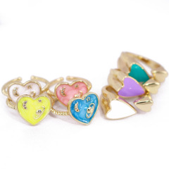 RM1457 Fashion 18k Gold Plated Enameled CZ Crescent and Star Saturn Heart Stacking Rings