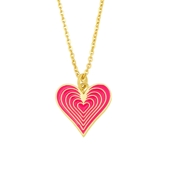 NZ1202 fashion heart pendant ladies enamel necklace ,charm copper pendants  custom stainless steel O chain women necklace